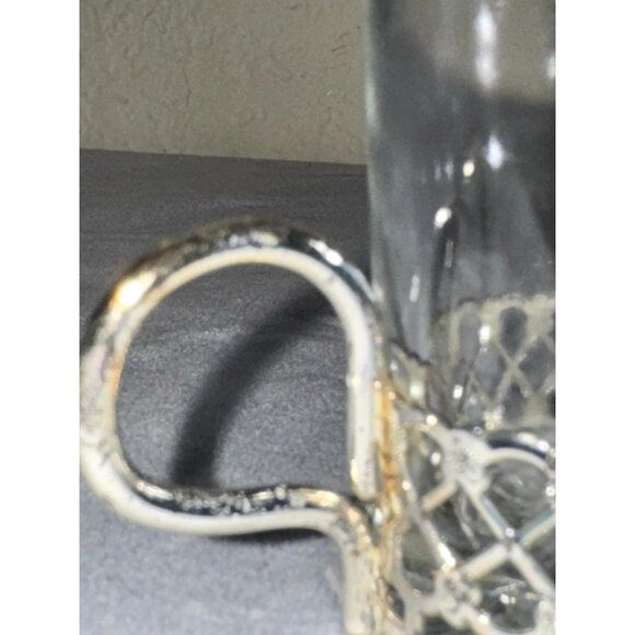 Set Of 3 Vintage mini Glass Cup With Silver-Tone Metal Holders & Handles - Picture 3 of 6